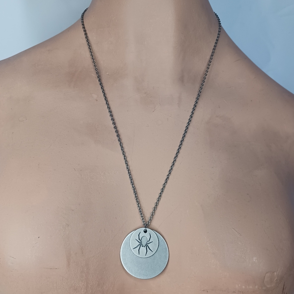 Gunmetal Spider Poetry Necklace.